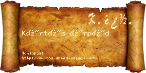 Kürtös Árpád névjegykártya